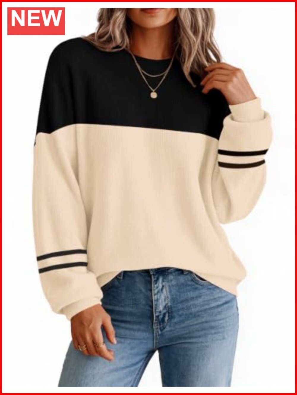 Oversized Crewneck Long Sleeve Knit Sweater Pullover Fall Winter